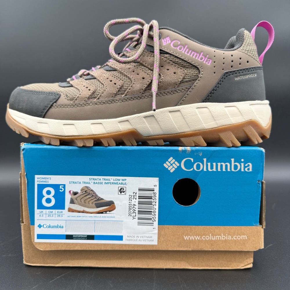 Columbia Strata Trail Low WP Waterproof‎ Hiking Shoes Wet Sand Berry 8.5 YL3979